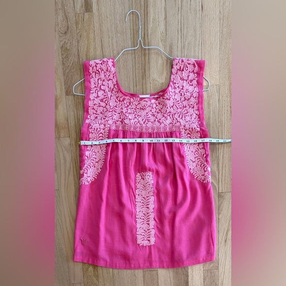 Women’s J.Marie Embroidered Devyn Linen Sleeveless Top Shirt, Pink, Linen, XS - Picture 7 of 8